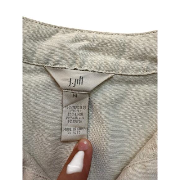 J.Jill Women's White Linen Blend Long Sleeves Button Front Denim Jacket Size M - Picture 3 of 4